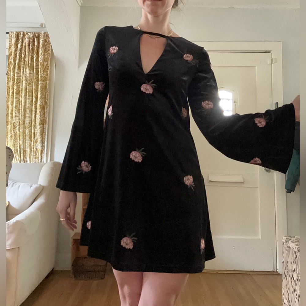 Free people long sleeve velvet dress